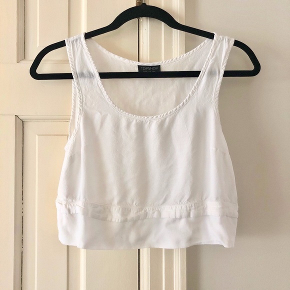 Topshop Tops - TOPSHOP White Cropped Tank